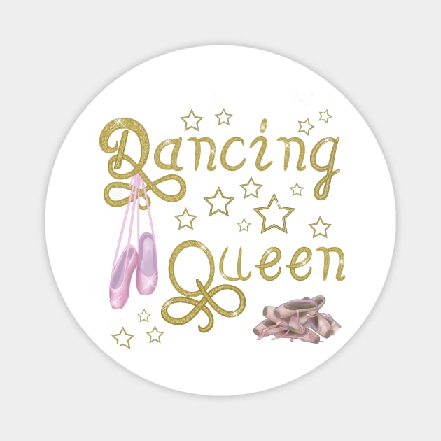 Dancing queen Gold Magnet by ElleNico Art & Design